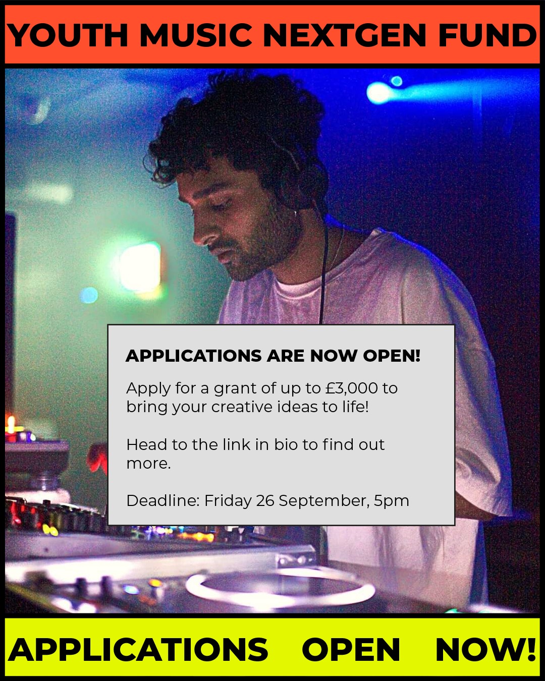 One week left! Youth Music's Next Gen Fund offers grants of up to £3,000